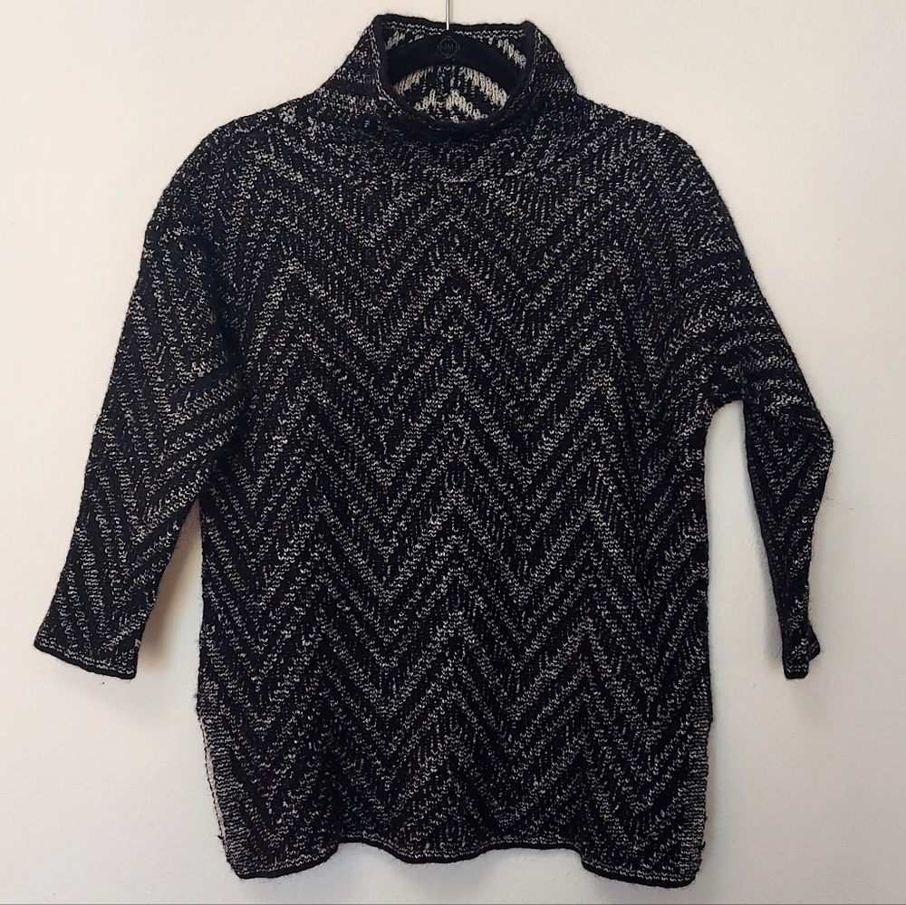 Eileen Fischer Mock Turtleneck Woman's Cotton & Alpaca Sweater Size Medium